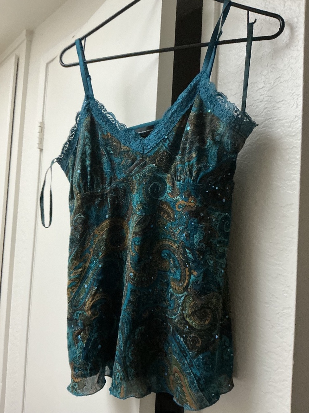 Vintage Y2K camisole Inc glitter green blue and Brown size large
